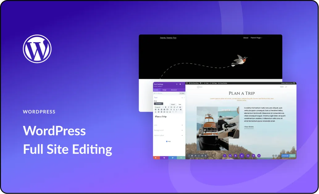 Wordpress logo with a purple background
